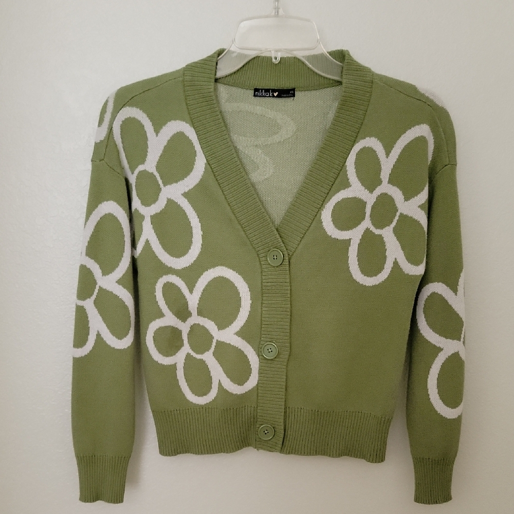 Floral Green Sweater